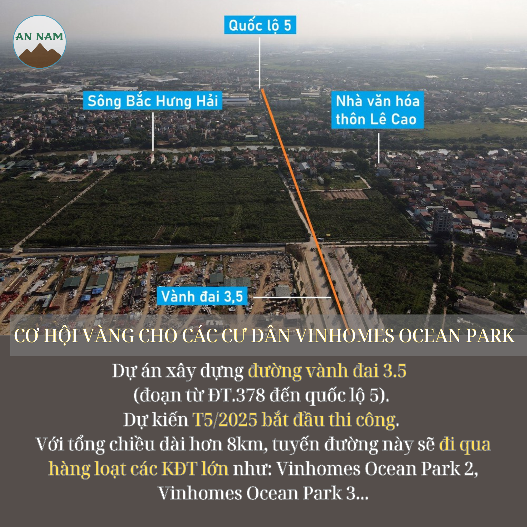 Cơ hội vàng cho cư dân Vinhomes Ocean Park, dự án đường vành đai 3,5 sắp được khởi công - BĐS An Nam